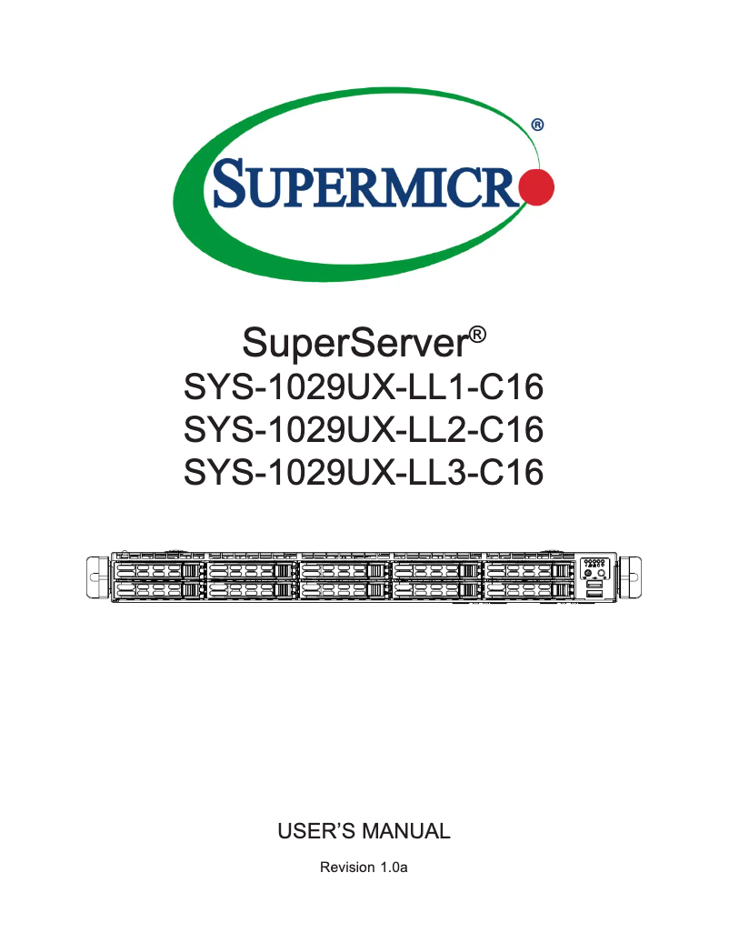 Imagen de la primera página del manual del dispositivo SuperServer 1029UX-LL2-C16