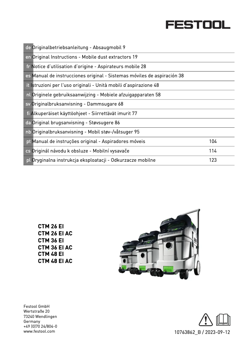Imagen de la primera página del manual del dispositivo Cleantec CTM 26 AC