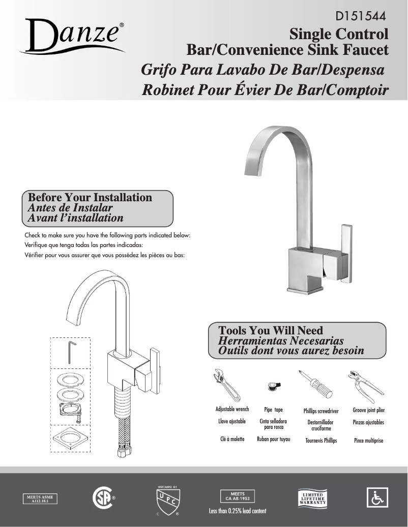 Página 1 del manual Manual de usuario Danze D151644