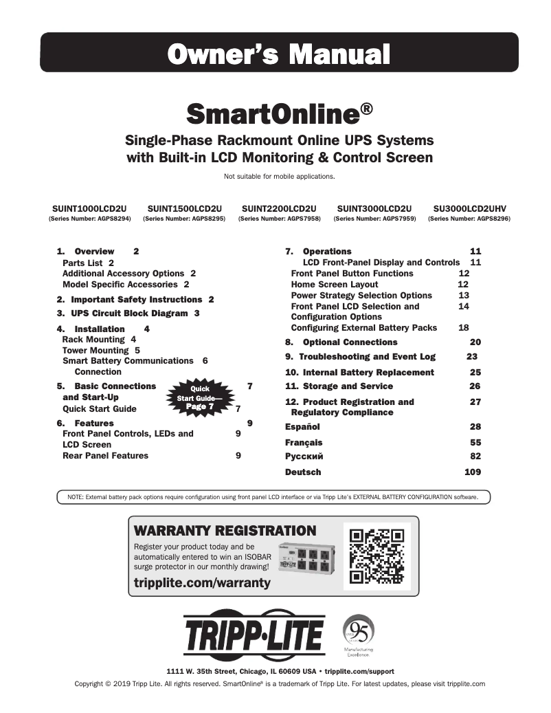Imagen de la primera página del manual del dispositivo SmartOnline SUINT1500LCD2U