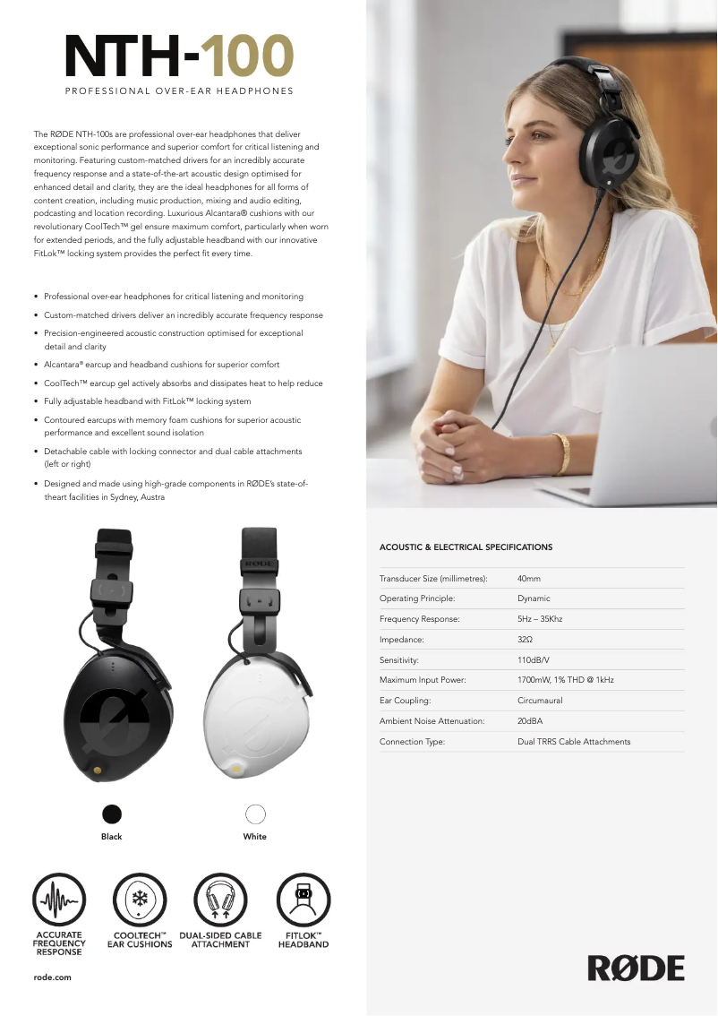 Página 1 del manual Manual de usuario Røde NTH-100