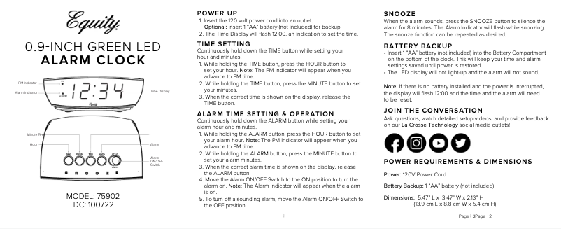 Página nº 1 - Manual de usuario La Crosse Technology 75902