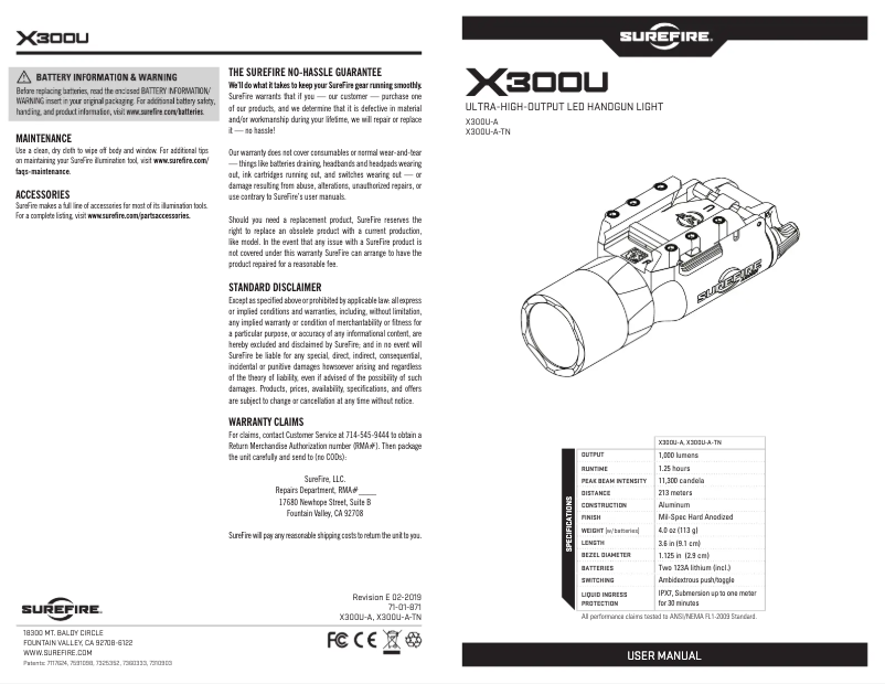 Imagen de la primera página del manual del dispositivo X300U