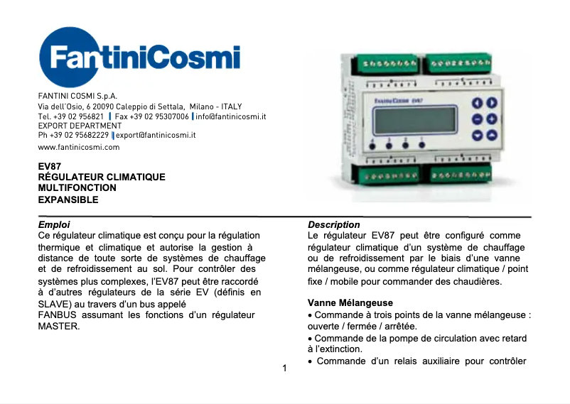 Imagen de la primera página del manual del dispositivo EV87