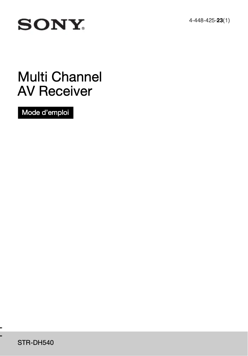 Imagen de la primera página del manual del dispositivo STR-DH540