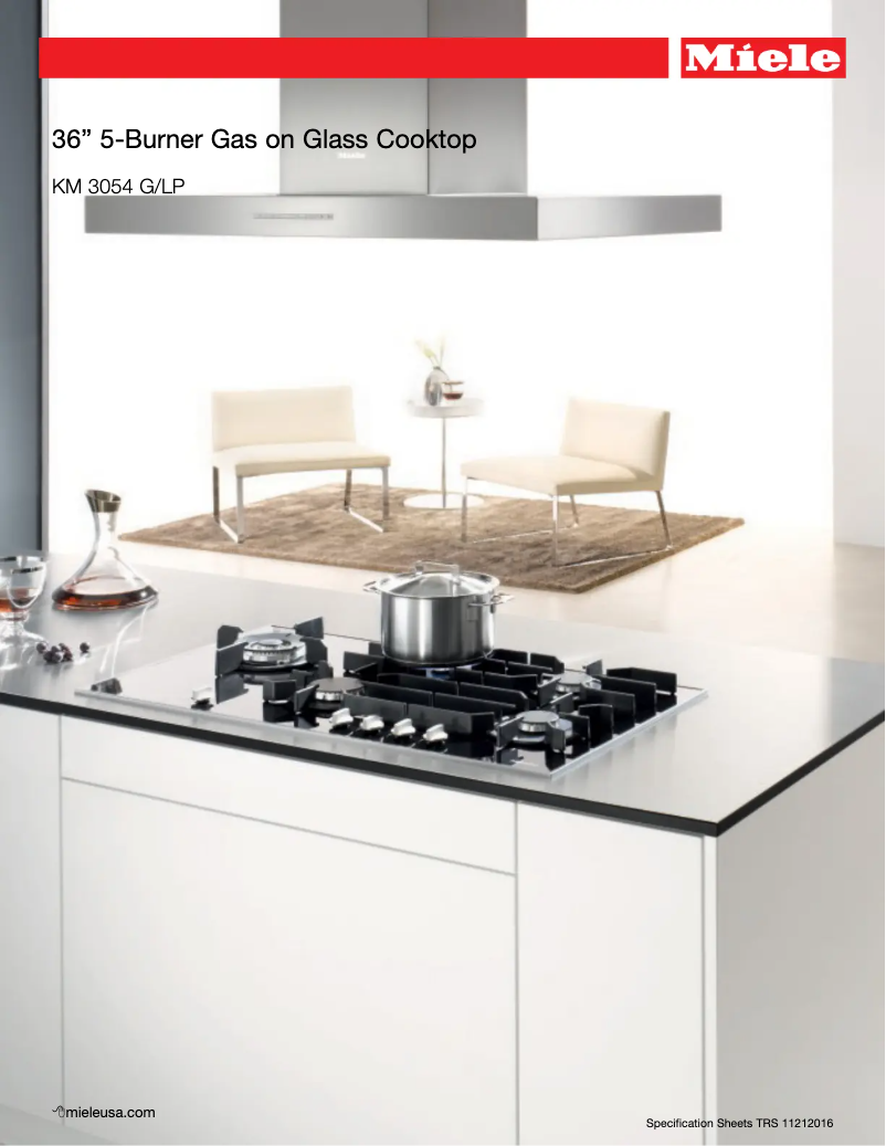 Página 1 del manual Ficha técnica Miele KM 3054