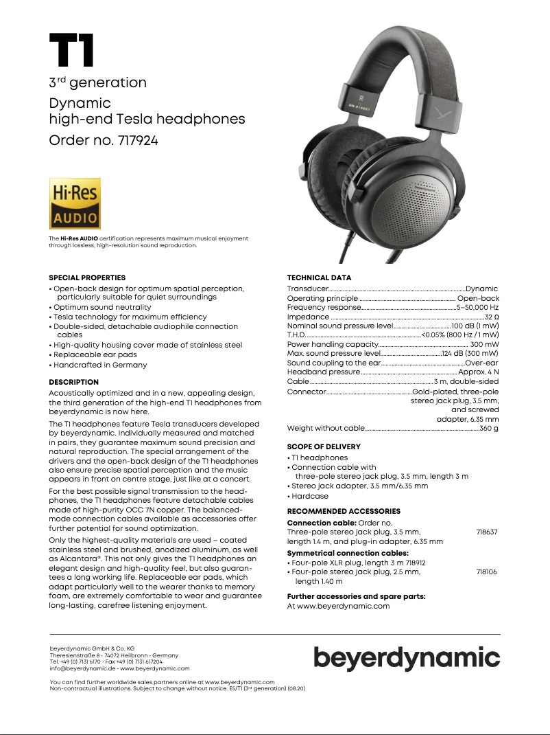 Página 1 del manual Manual de usuario Beyerdynamic T1