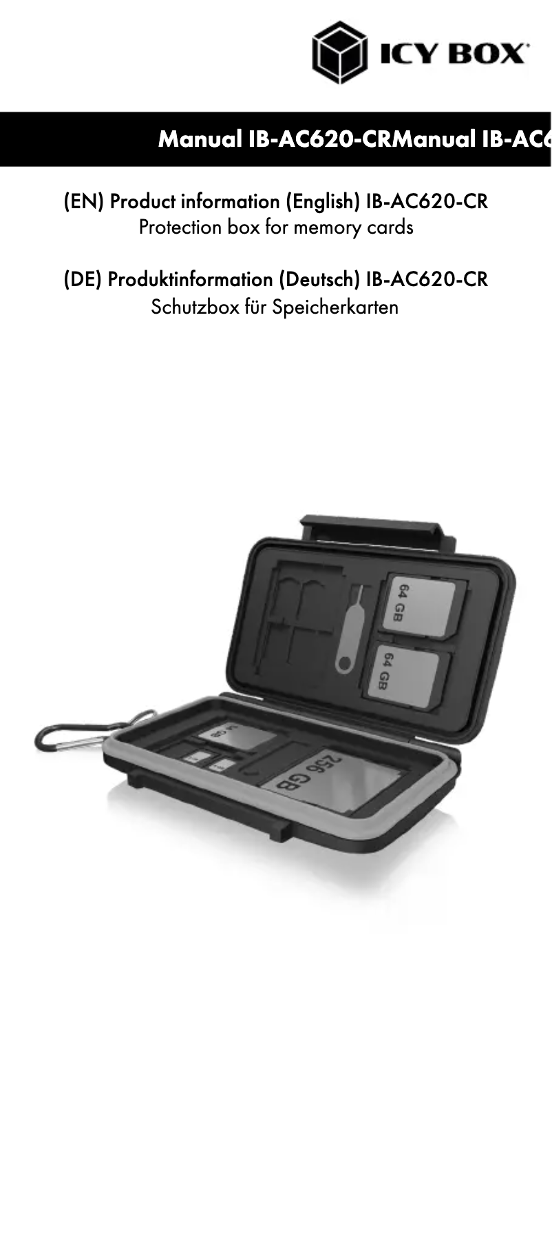 Página 1 del manual Manual de usuario Icy Box IB-AC620-CR