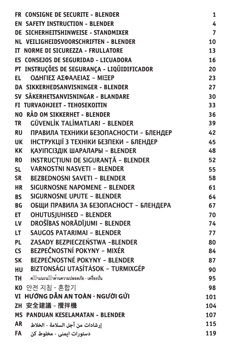 Imagen de la primera página del manual del dispositivo Blendforce 2 LM420110