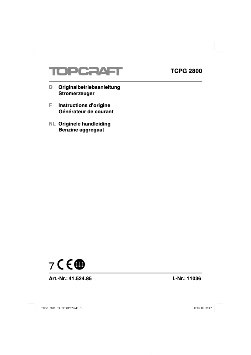 Imagen de la primera página del manual del dispositivo TCPG 2800