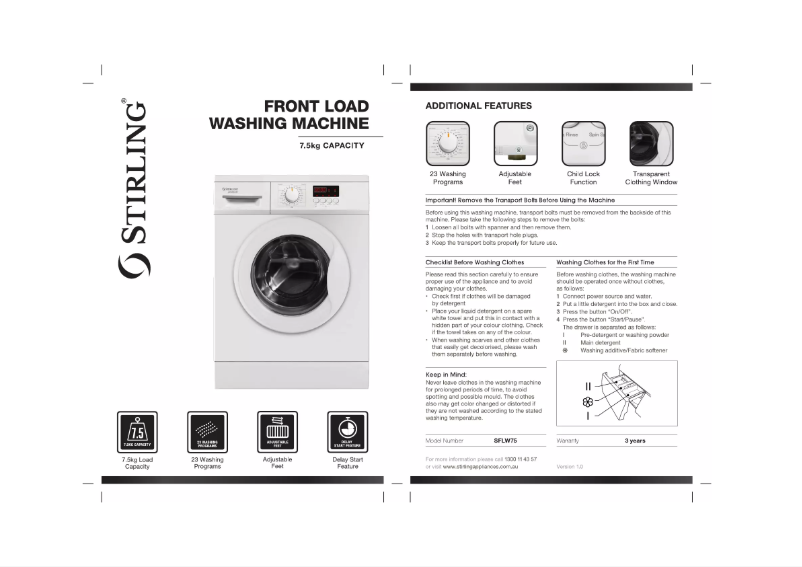 Imagen de la primera página del manual del dispositivo SFLW75