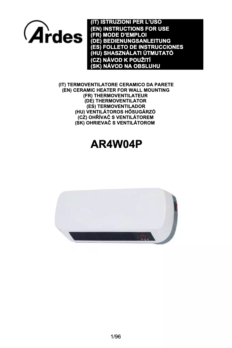 Imagen de la primera página del manual del dispositivo AR4W04P