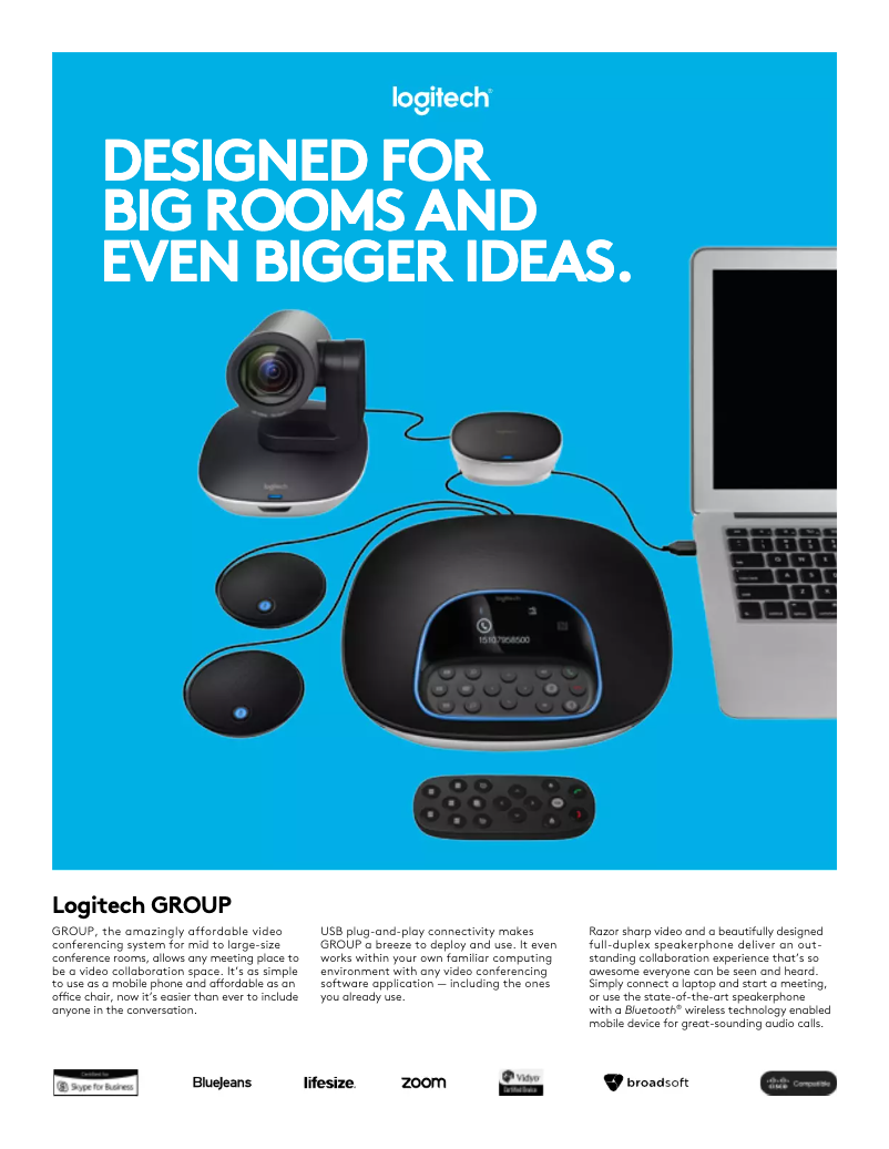 Página 1 del manual Ficha técnica Logitech GROUP
