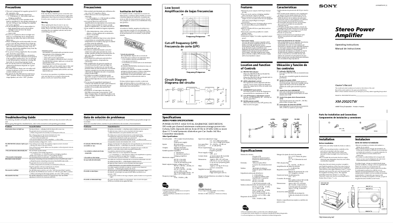 Página nº 1 - Manual de usuario Sony XM-2002GTW