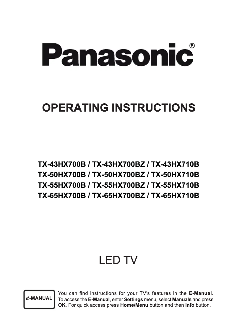 Página nº 1 - Manual de usuario Panasonic TX-65HX700B
