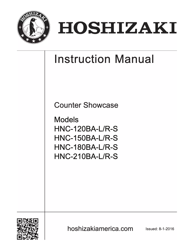 Página 1 del manual Manual de usuario Hoshizaki HNC-150BA