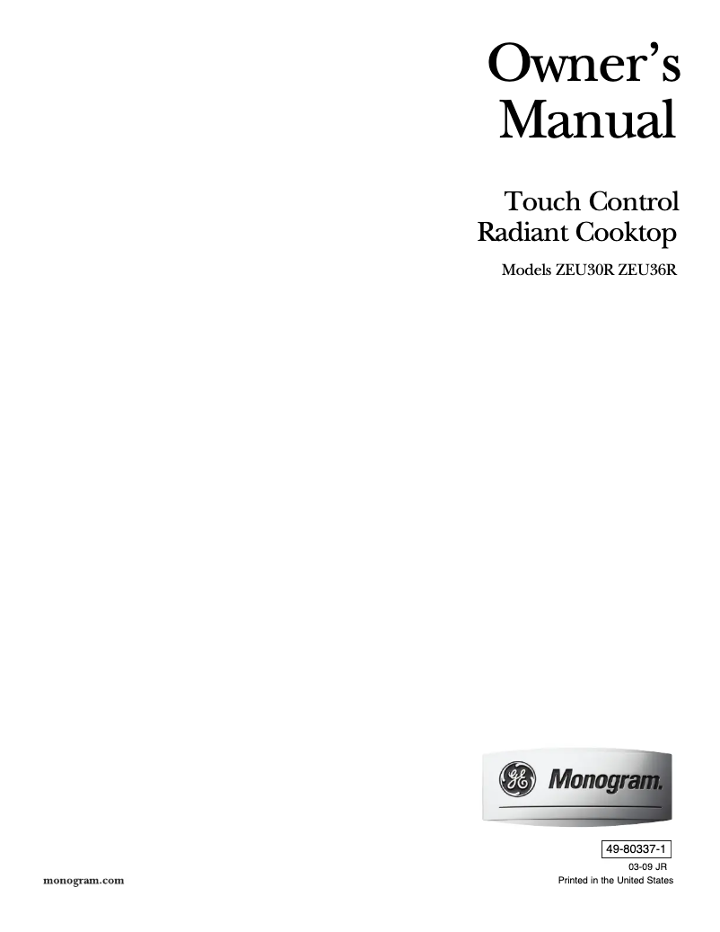 Imagen de la primera página del manual del dispositivo ZEU30RSFSS