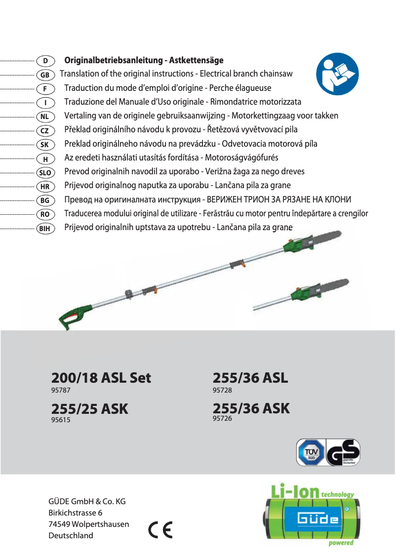 Imagen de la primera página del manual del dispositivo 255/36 ASL