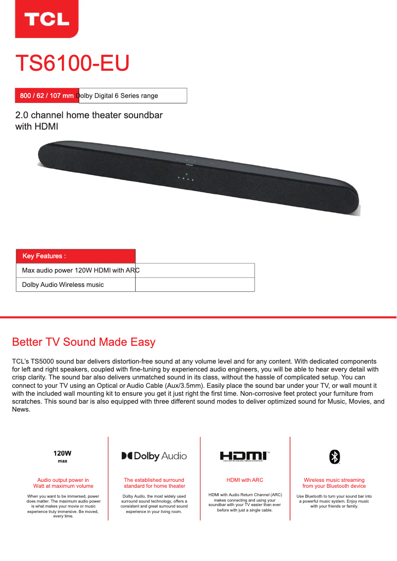 Imagen de la primera página del manual del dispositivo Alto 6 TS6100