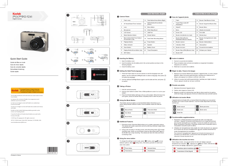 Página nº 1 - Guía de inicio rápido Kodak PIXPRO FZ41