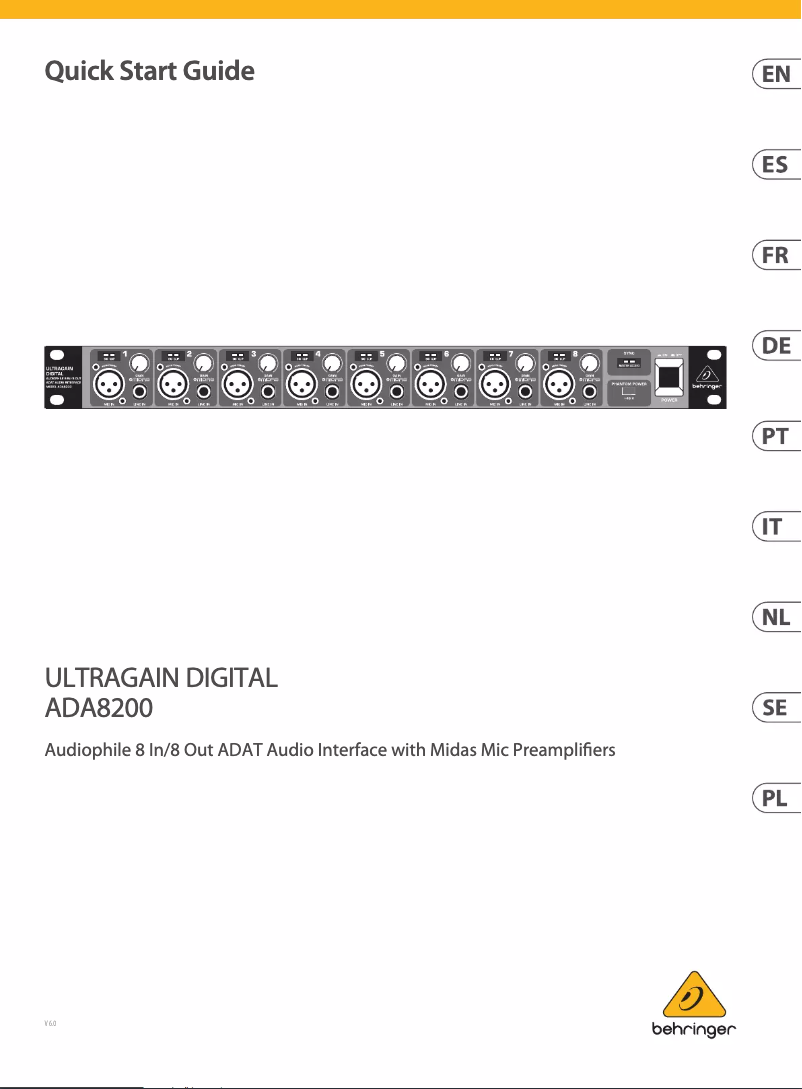Imagen de la primera página del manual del dispositivo Ultragain Digital ADA8200