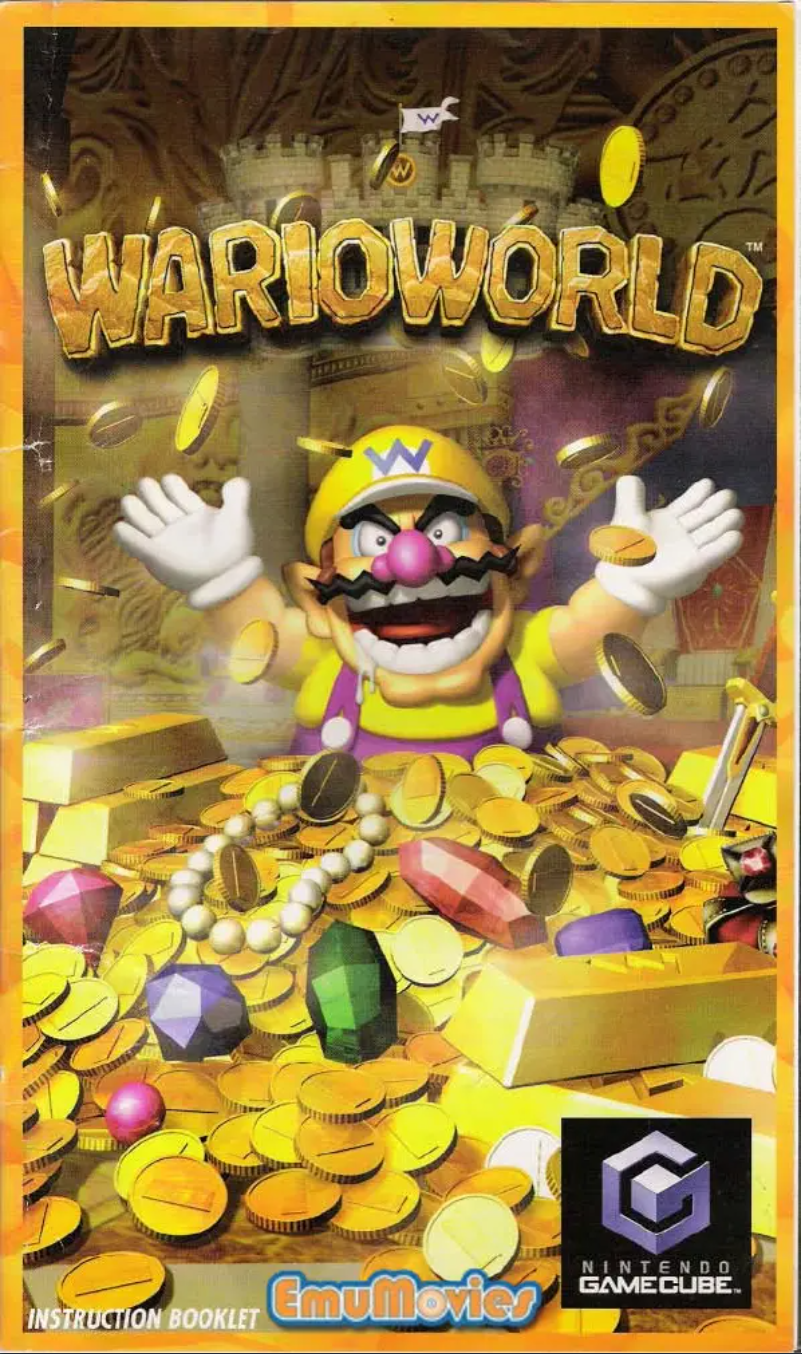 Imagen de la primera página del manual del dispositivo Wario World (GameCube)