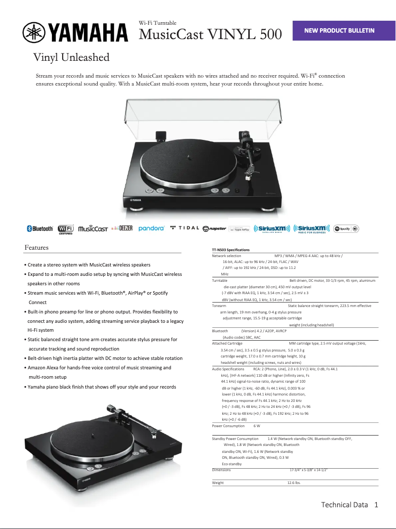 Página 1 del manual Manual de usuario Yamaha MusicCast VINYL 500 TT-N503