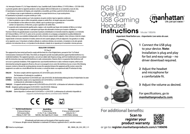 Imagen de la primera página del manual del dispositivo 180696