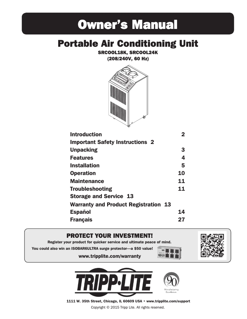 Imagen de la primera página del manual del dispositivo SmartRack SRCOOL18K