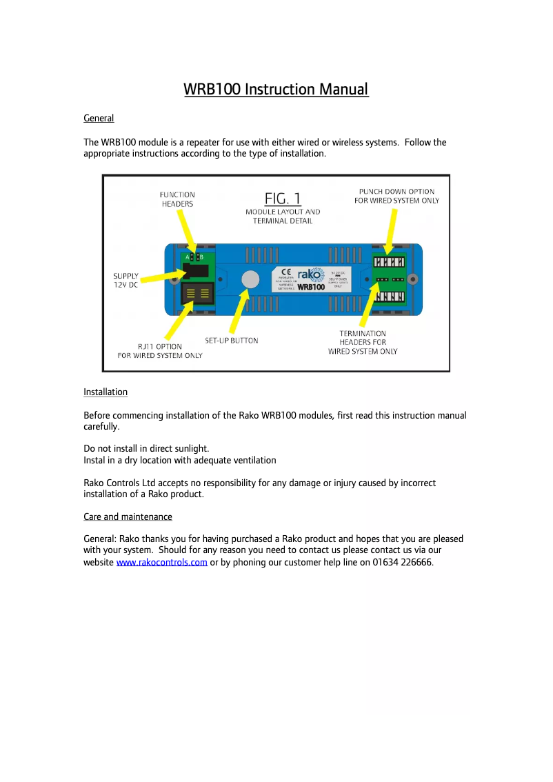 Página 1 del manual Manual de usuario Rako WRB100