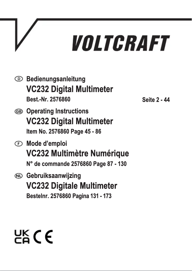 Página nº 1 - Manual de usuario Voltcraft VC232