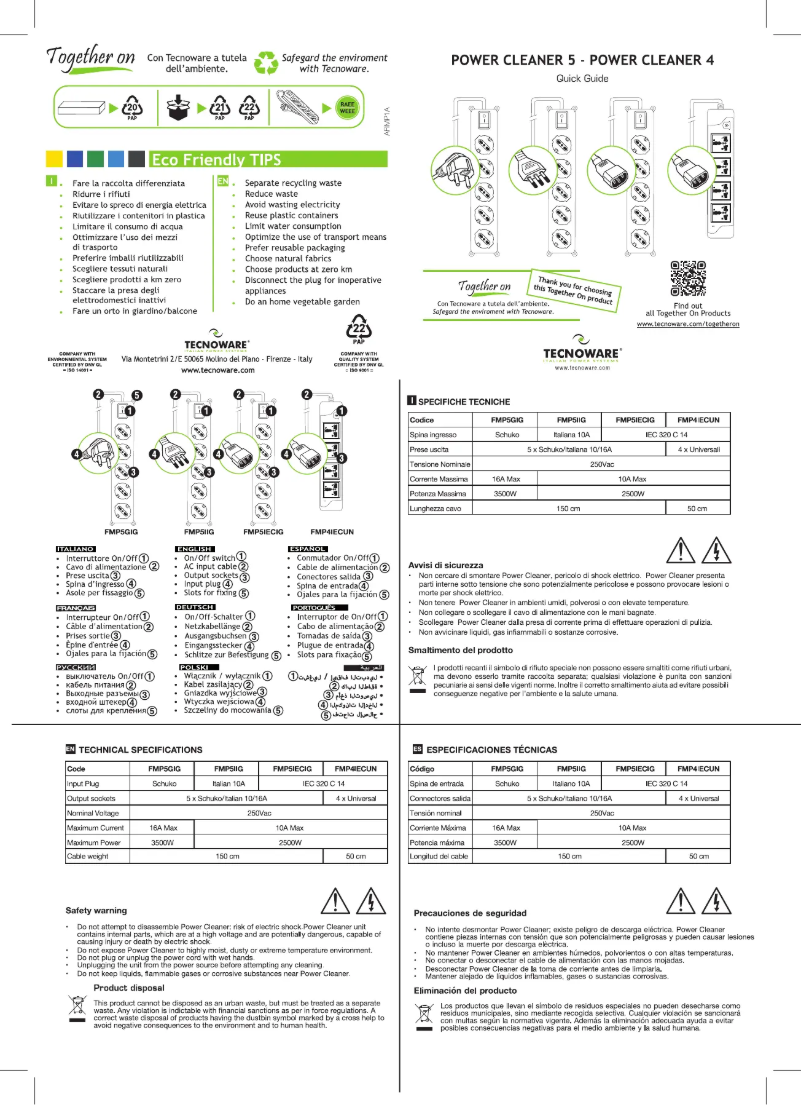 Página 1 del manual Manual de usuario Tecnoware Power Cleaner 5