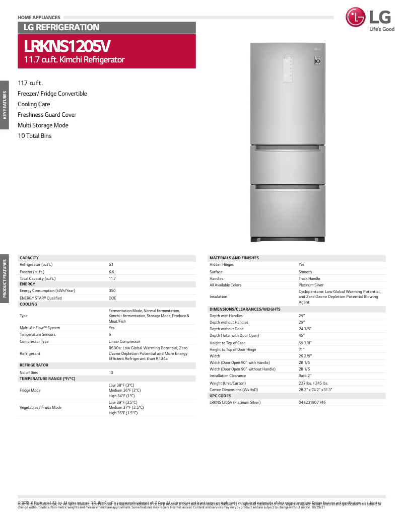 Imagen de la primera página del manual del dispositivo LRKNS1205V