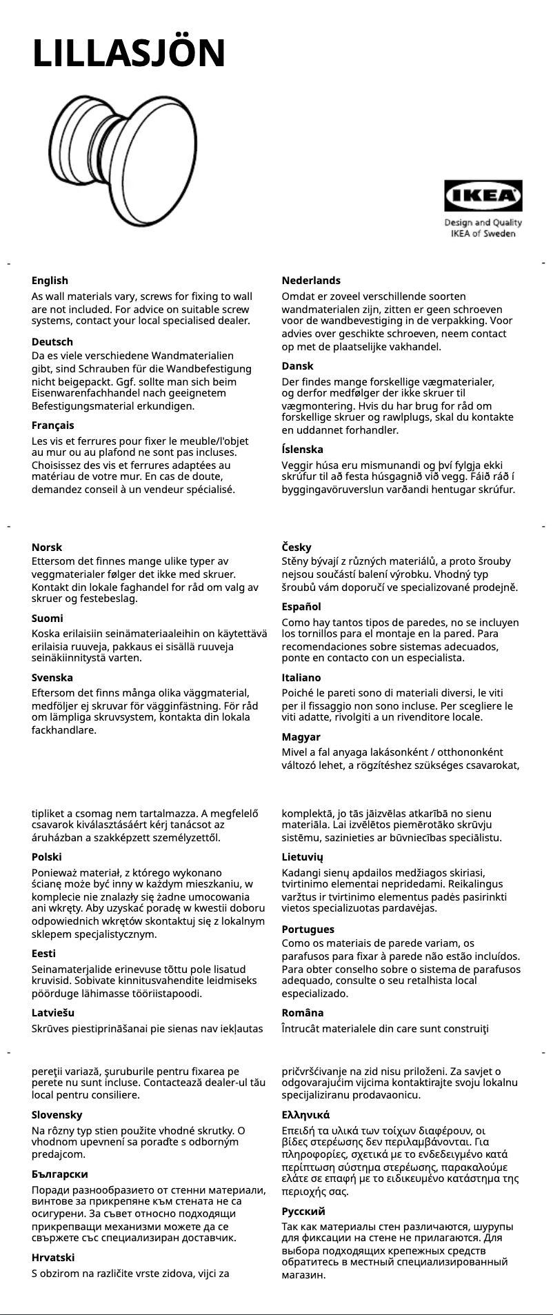 Página 1 del manual Manual de usuario Ikea LILLASJÖN 304.779.63