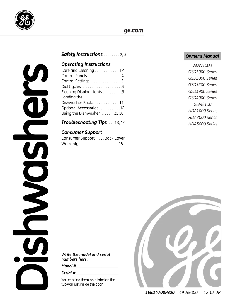 Imagen de la primera página del manual del dispositivo Nautilus GSD4000JWW