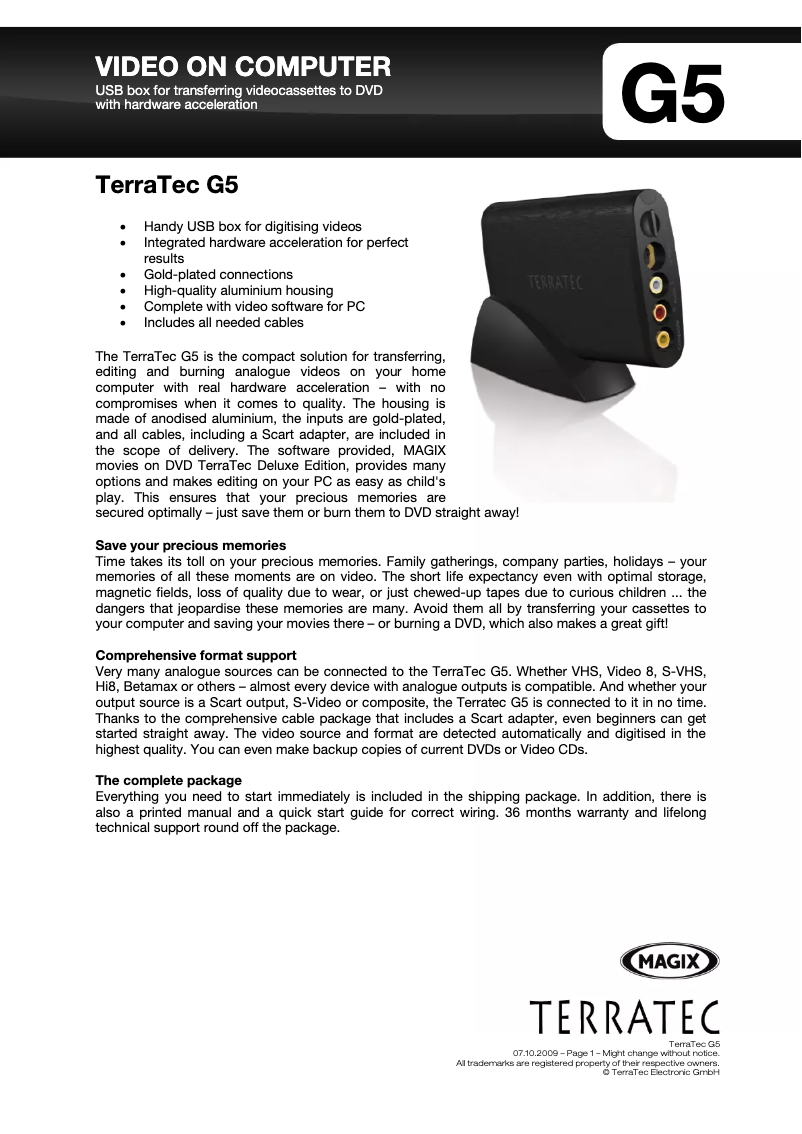 Imagen de la primera página del manual del dispositivo G5