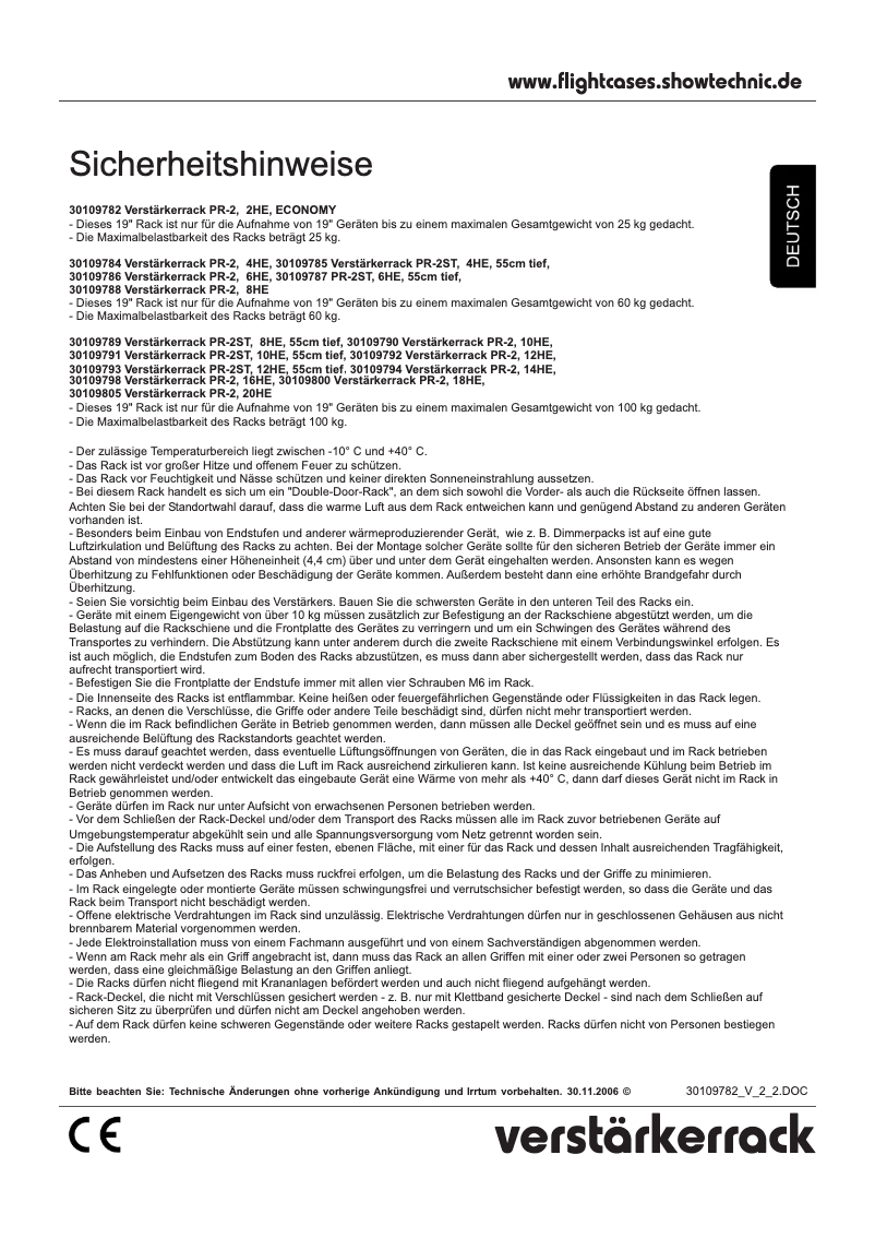 Imagen de la primera página del manual del dispositivo Amplifier Rack PR-2ST