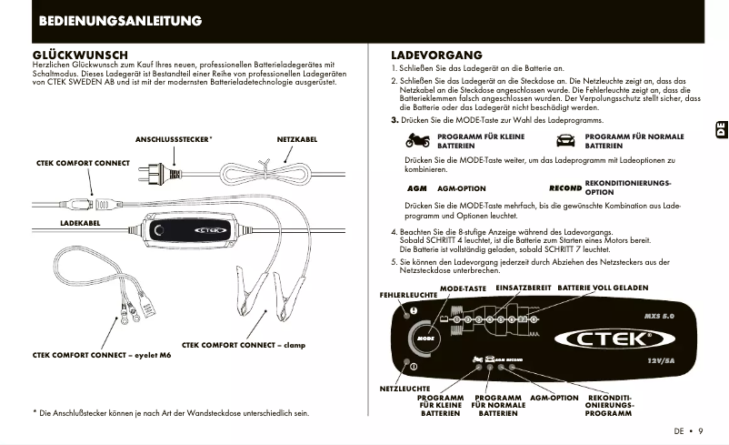 Página 1 del manual Manual de usuario Ctek MXS 5.0