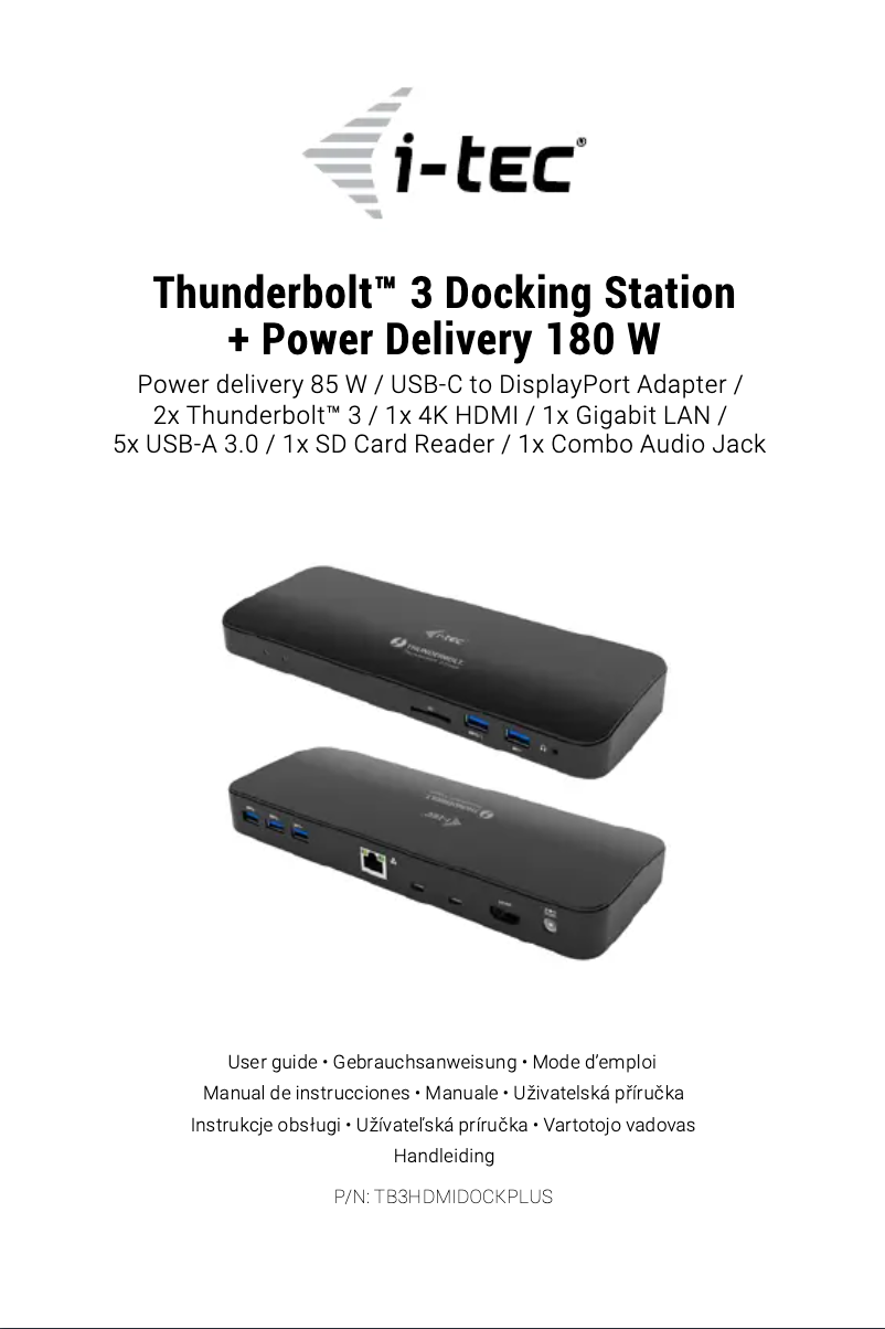 Imagen de la primera página del manual del dispositivo TB3HDMIDOCKPLUS