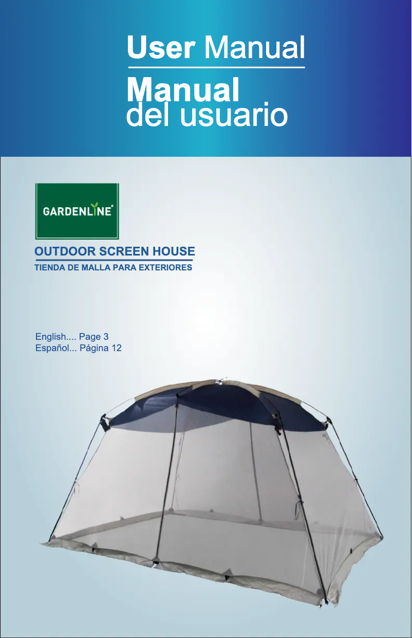 Página 1 del manual Manual de usuario Gardenline Outdoor Screen House 52647