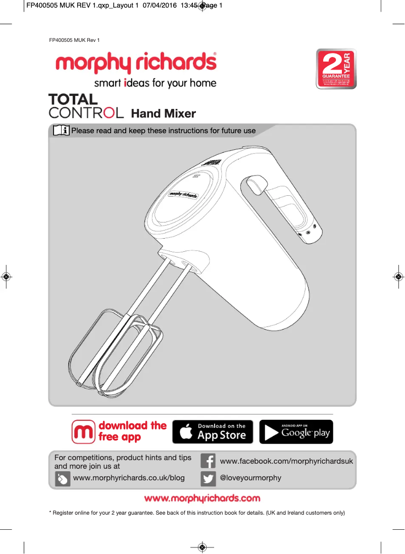 Página 1 del manual Manual de usuario Morphy Richards Total Control 400505EE