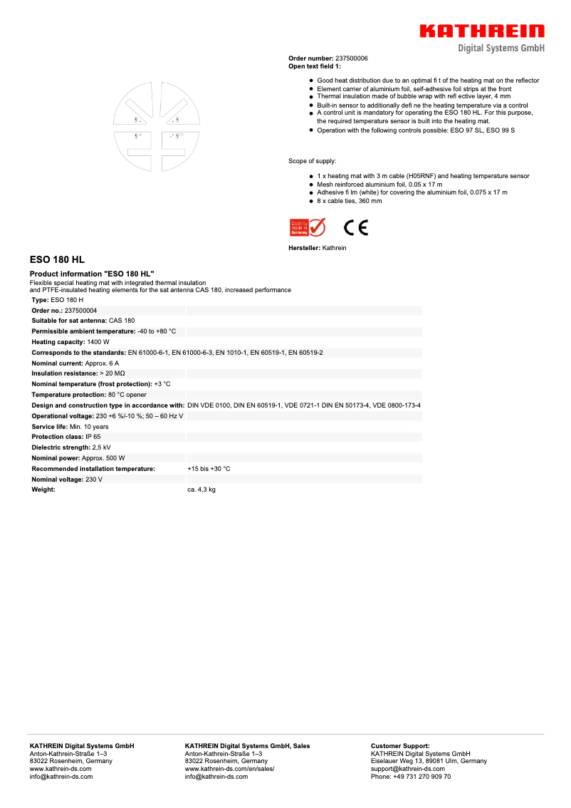 Imagen de la primera página del manual del dispositivo ESO 180 HL