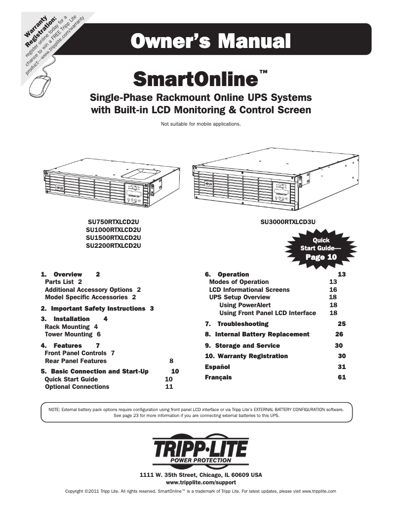 Imagen de la primera página del manual del dispositivo SmartOnline SU1000RTXLCD2U