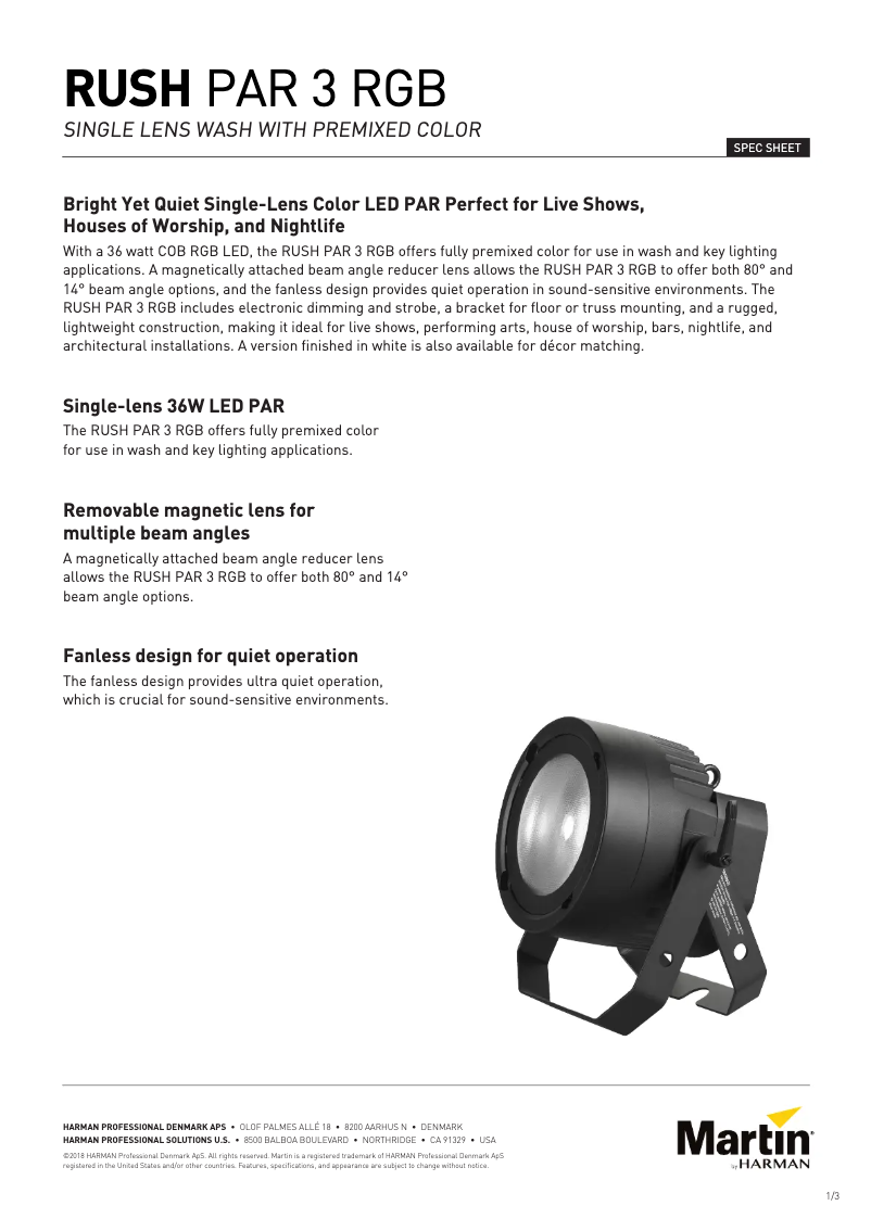 Imagen de la primera página del manual del dispositivo RUSH PAR 3 RGB