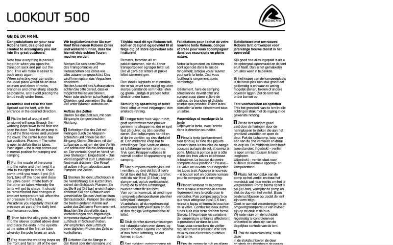 Imagen de la primera página del manual del dispositivo Lookout 500