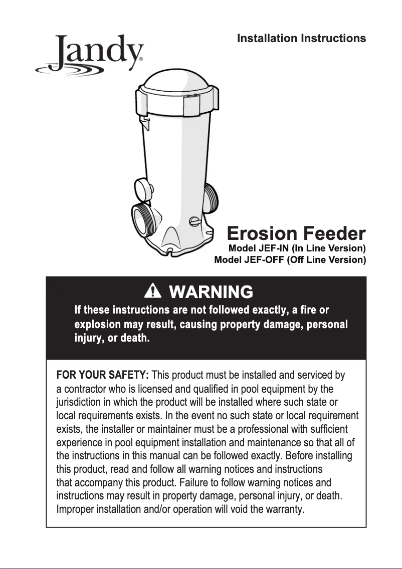 Imagen de la primera página del manual del dispositivo Erosion Feeder