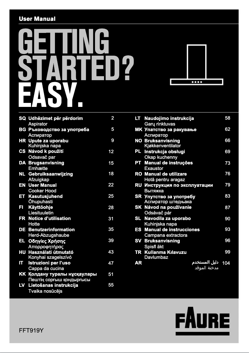 Imagen de la primera página del manual del dispositivo FFT919Y