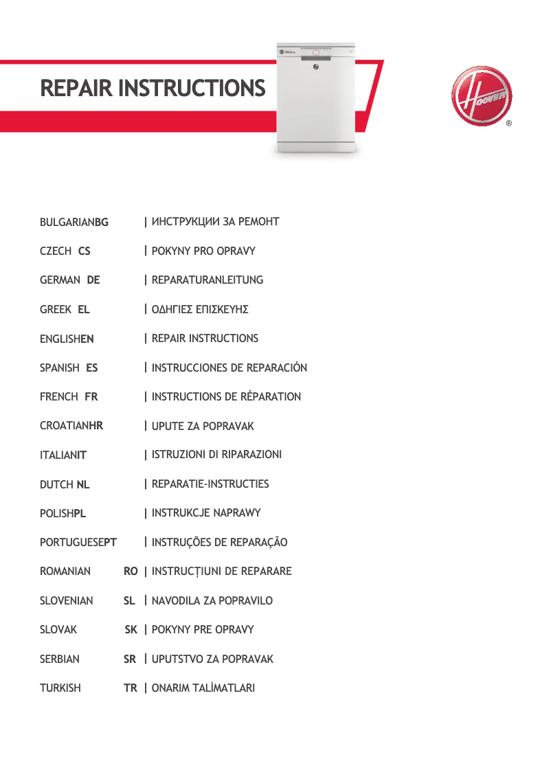 Página 1 del manual Manual de usuario Hoover H-DISH 500 HSF 5E3DFW-80