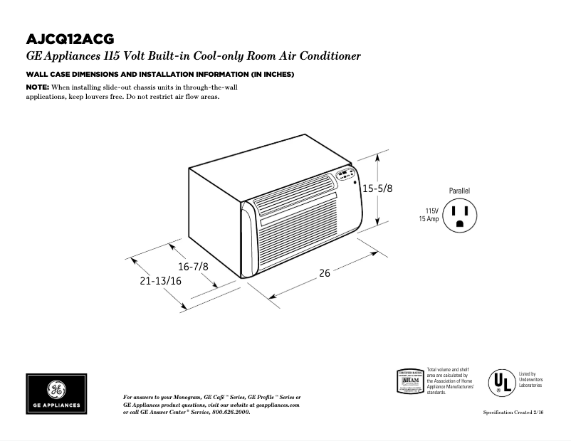 Imagen de la primera página del manual del dispositivo AJCQ12ACG