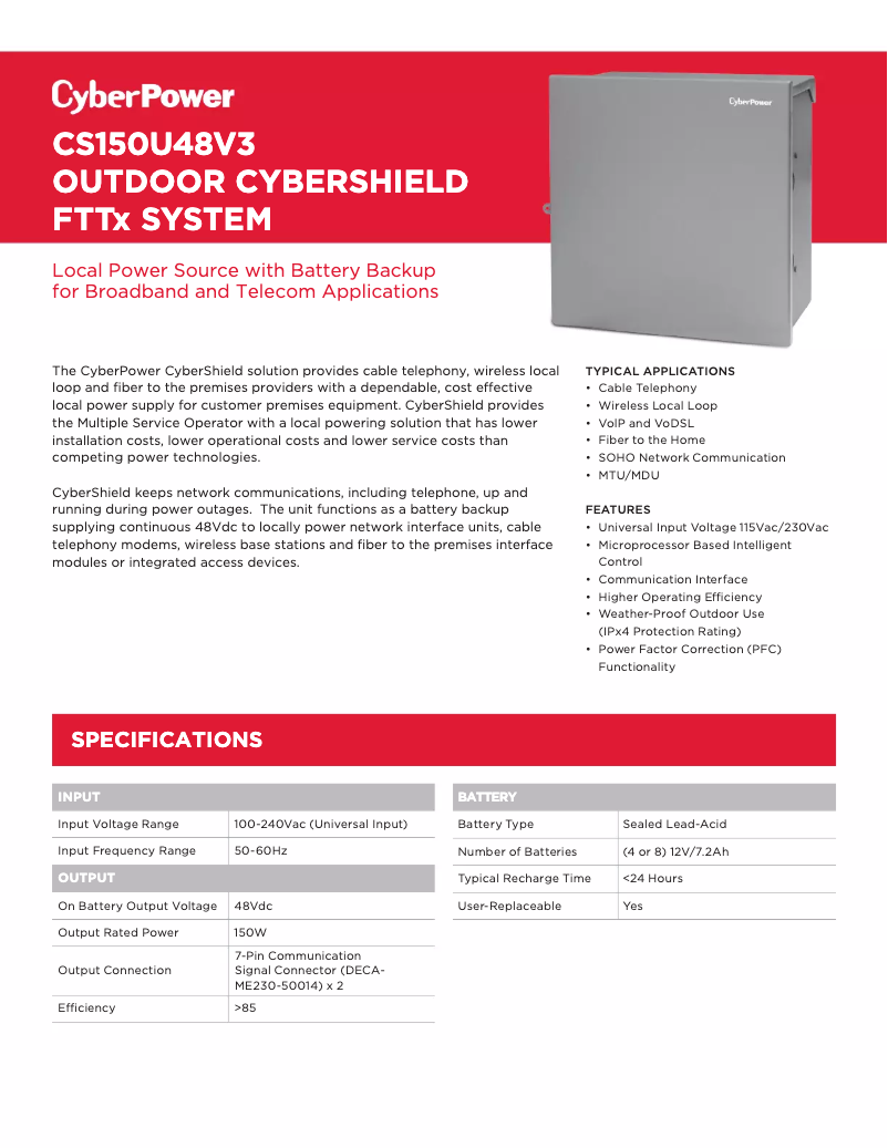 Imagen de la primera página del manual del dispositivo CS150U48V3